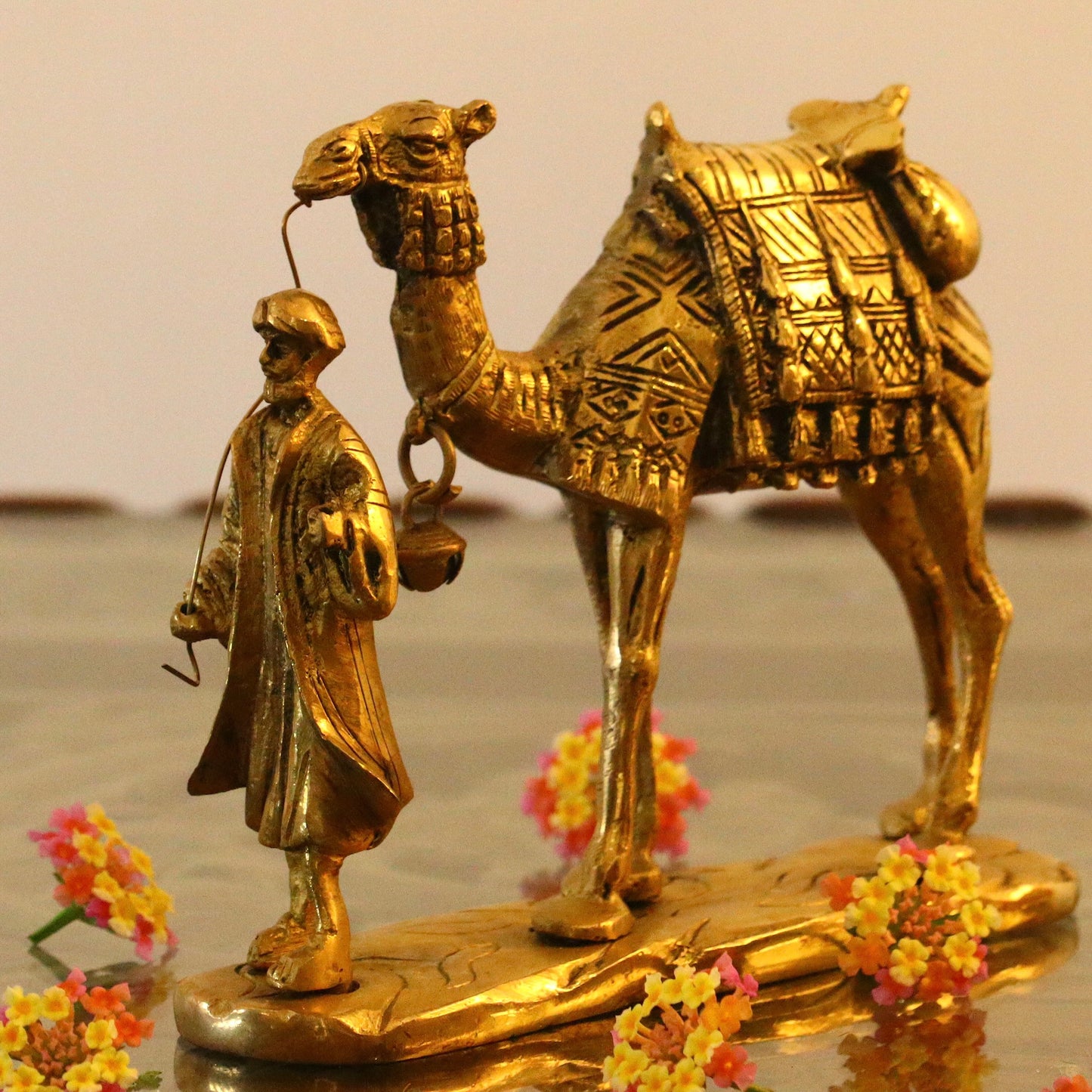 Brass Camel with Merchant Decor
