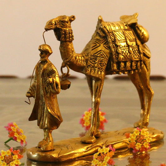 Brass Camel with Merchant Decor