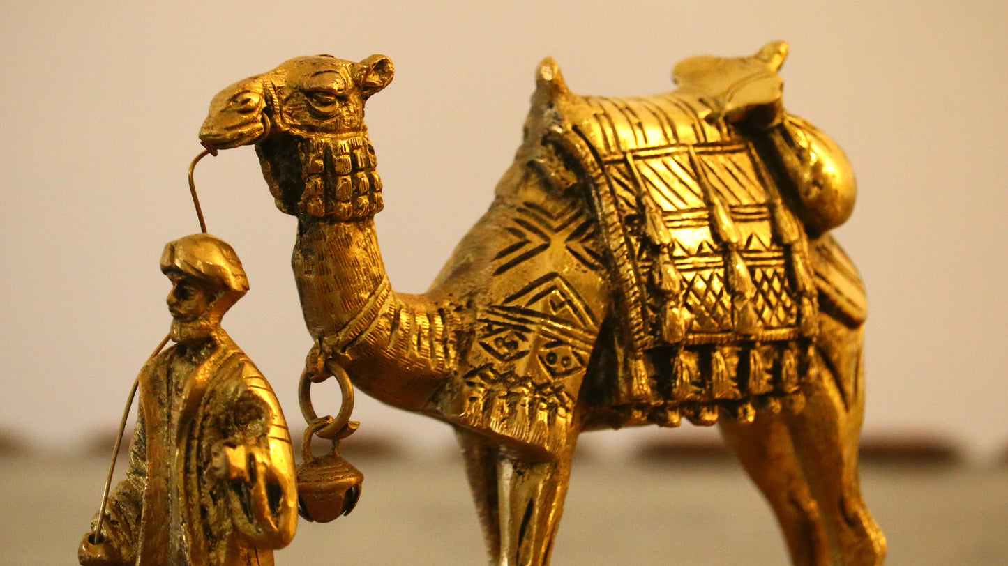 Brass Camel with Merchant Decor