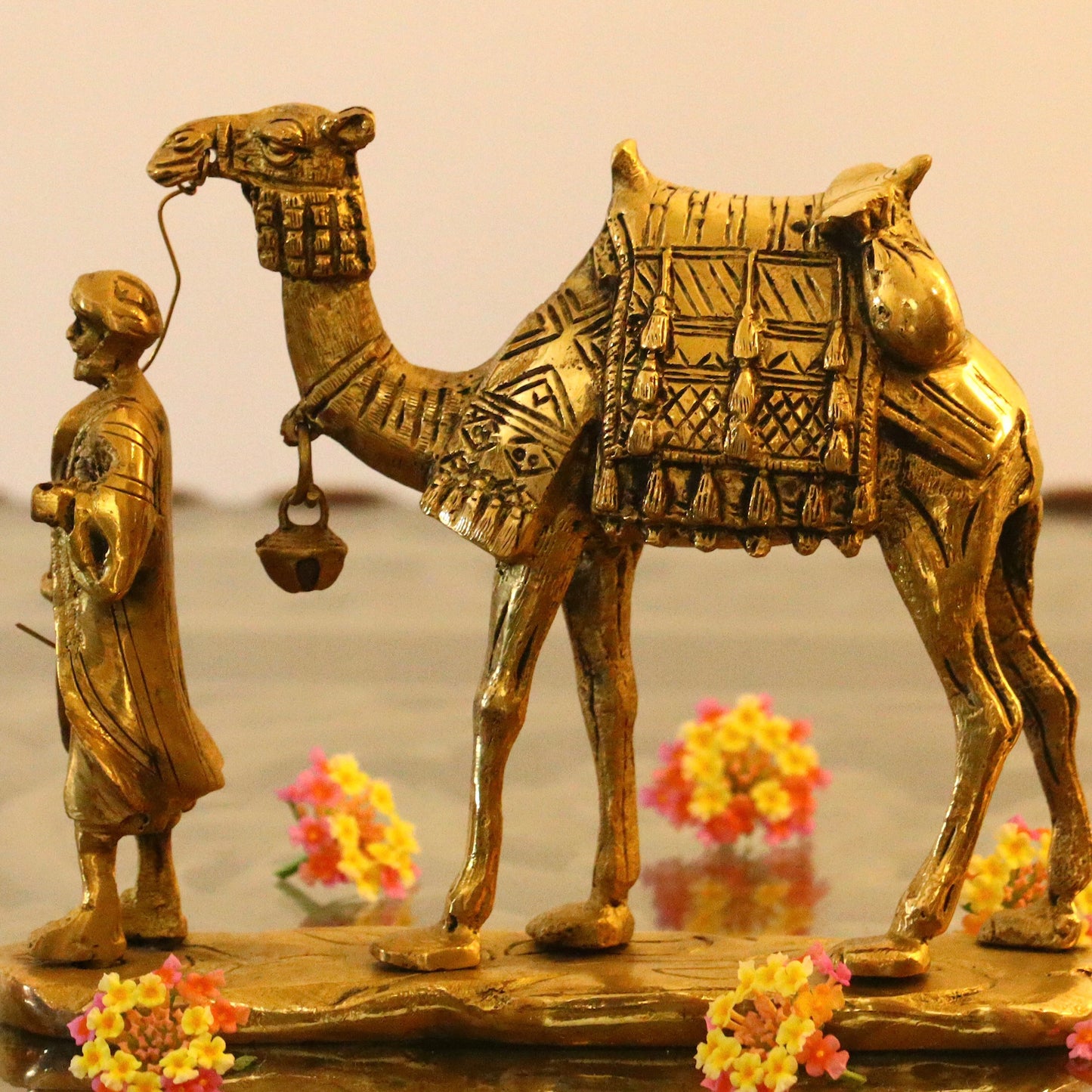 Brass Camel with Merchant Decor