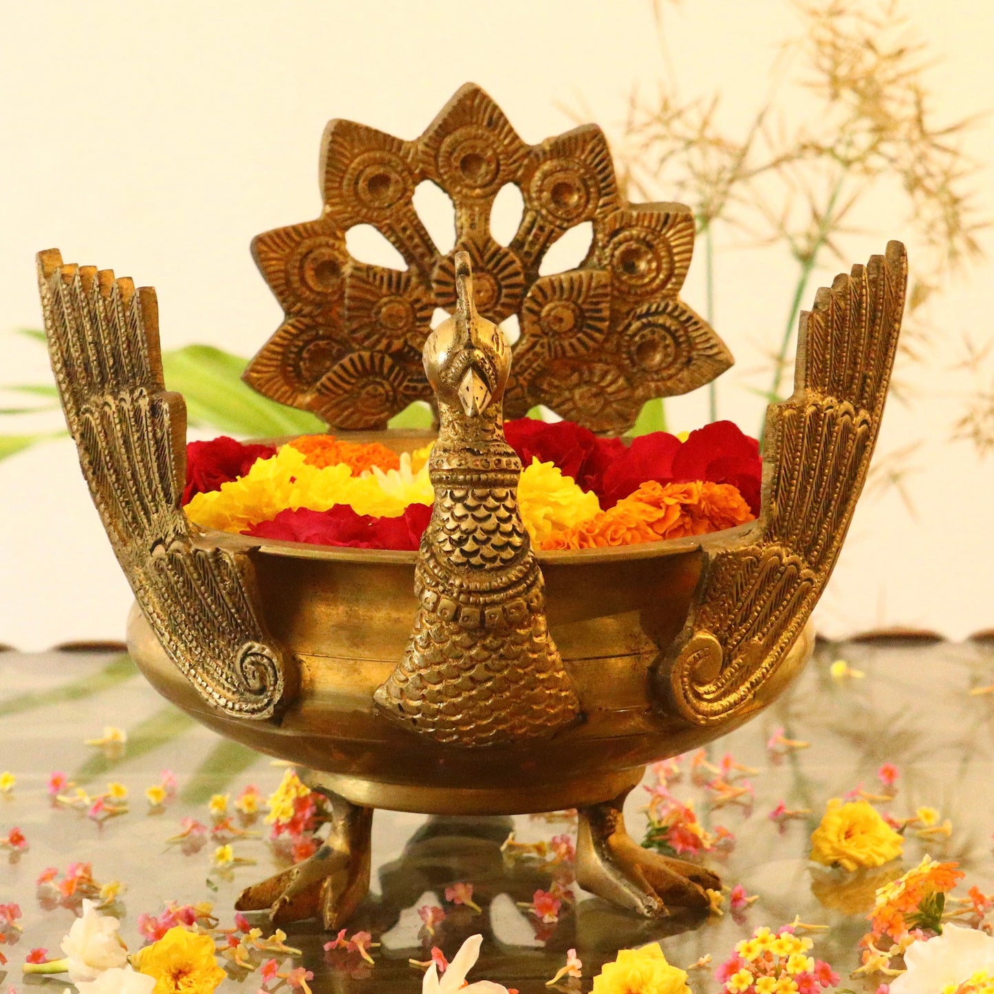 Brass Peacock Urli (A Home Decor Bowl)
