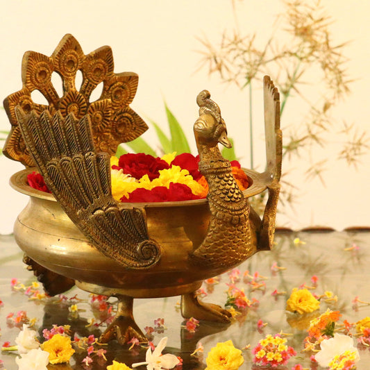 Brass Peacock Urli (A Home Decor Bowl)