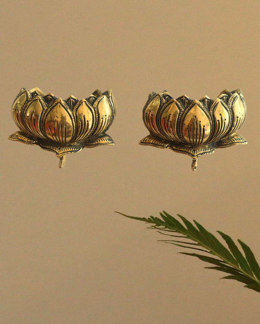 Brass Lotus Wall Decor (Set of 2)